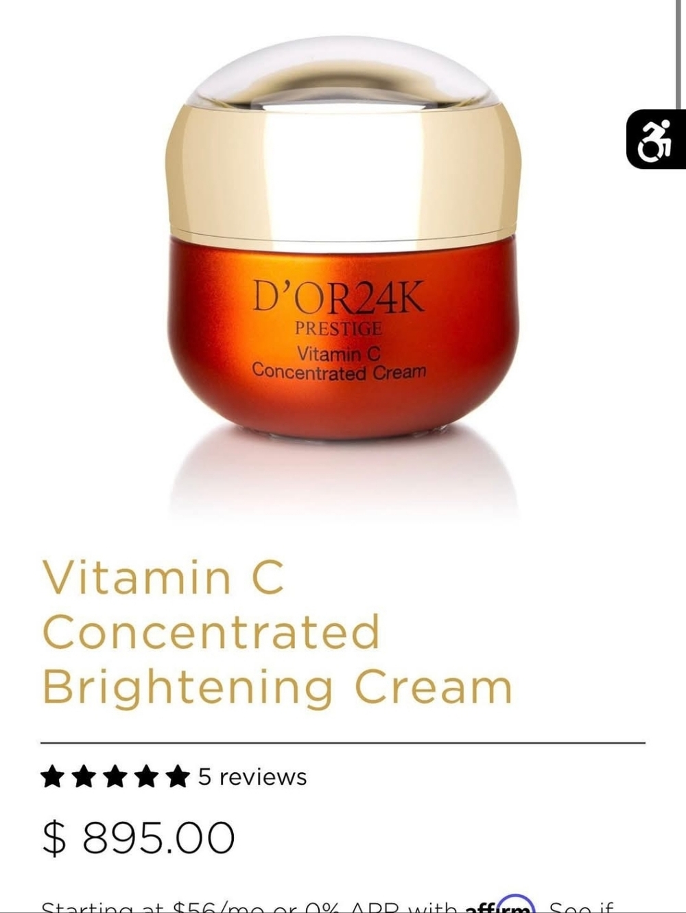 D'OR 24K Prestige Vitamin C Concentrated Brightening Cream - NWT